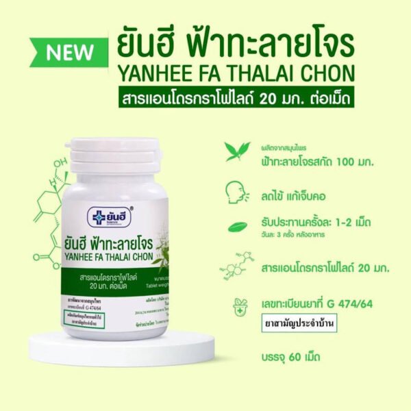 ยันฮีฟ้าทะลายโจร250มก. 60เม็ด - Image 4
